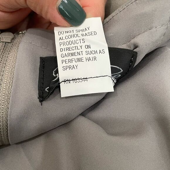 LA FEMME Surplice Off Shoulder Column Gown - Picture 15 of 15